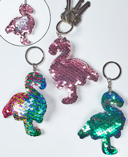 Sequin Flamingo Key Chain Set