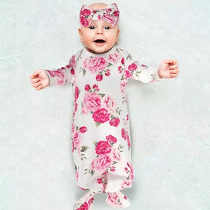 Floral Baby Gown & Headband