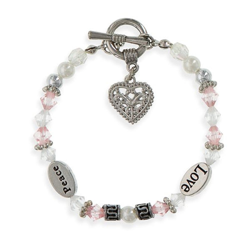 Abundant Blessings Love Peace Heart Bracelet