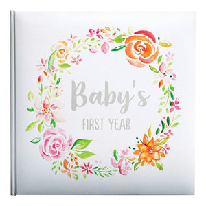 Pink Flower Baby Girl First Year Memory Book