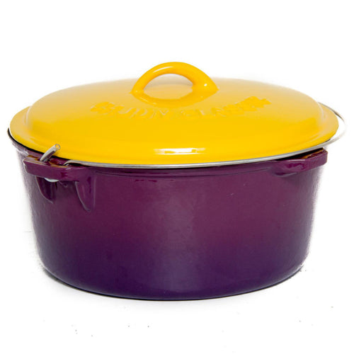 Enamel Coated Purple & Gold Dutch Oven - 9 Quart