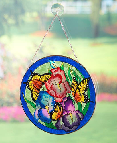 Painted Glass Beautiful Butterfly Suncatcher