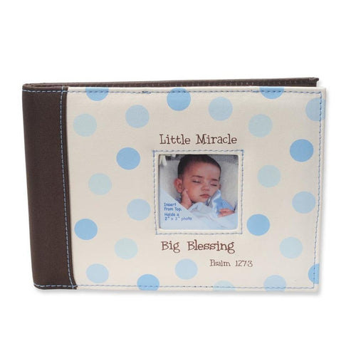 Blue Polka Dot LITTLE MIRACLE Boy Soft Photo Album